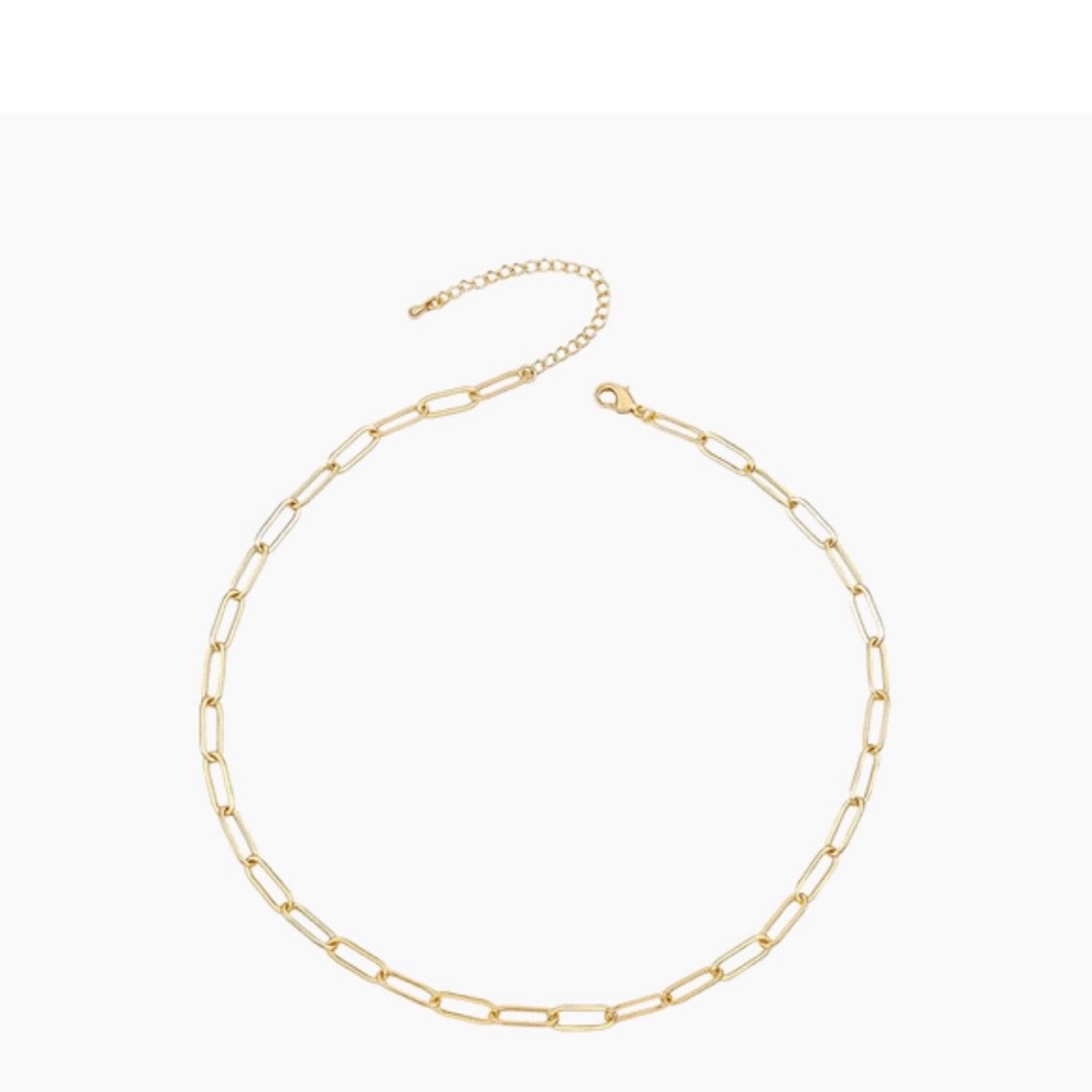 RACHEL GLAUBER 14K Gold Plated Paperclip Link Chain Necklace NEW